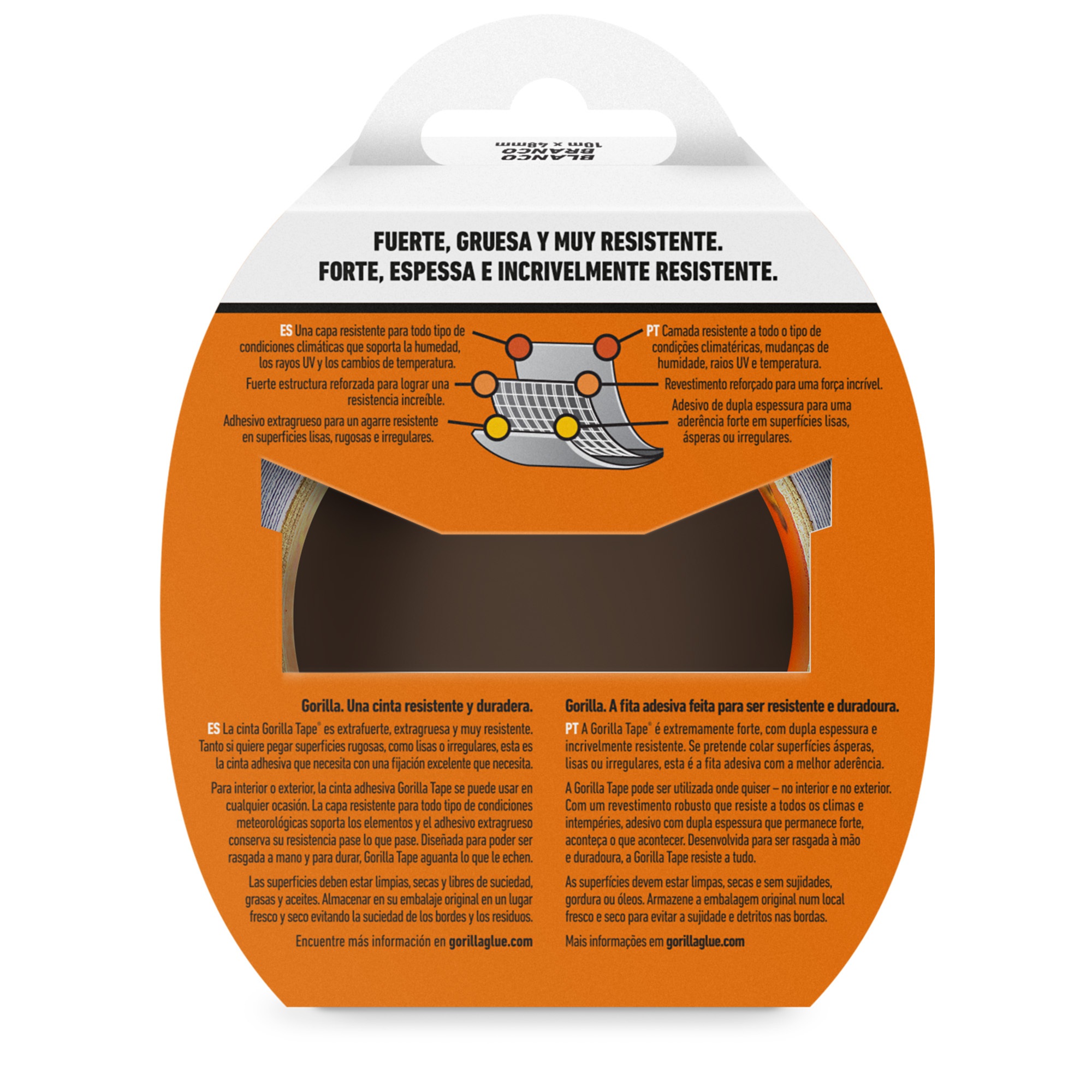 CINTA AMERICANA REFORZADA GORILLA TAPE BLANCA 10 M X 48 mm